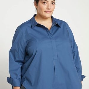 Universal Standard Elbe Popover Stretch Poplin Shirt Classic Fit Size L (22-24)